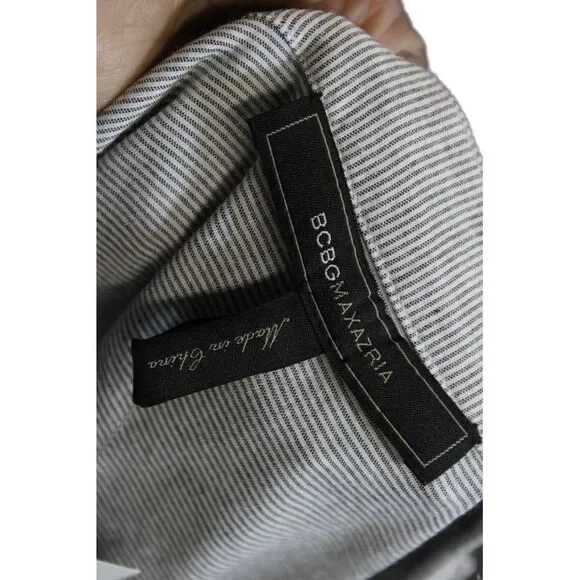 BCBGMAXAZRIA Womens Shirt Dress Gray Striped V Neck Long Sleeve Size S - Picture 4 of 4
